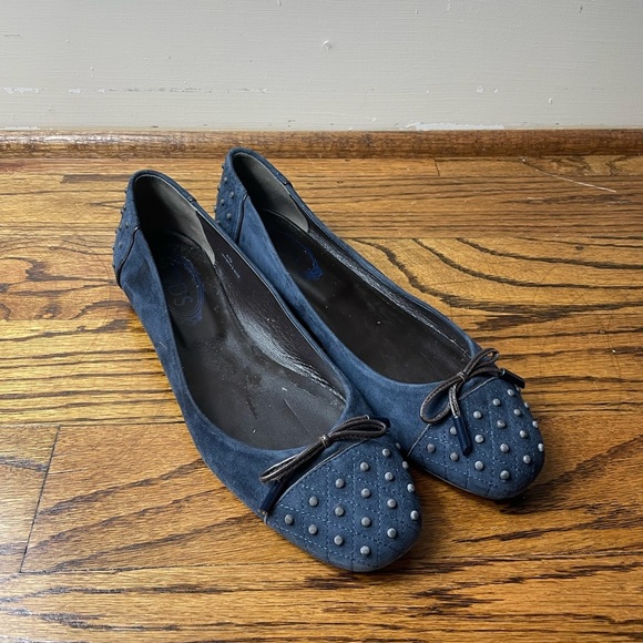 Tod's Shoes - tod's Blue Studded Flats size 40